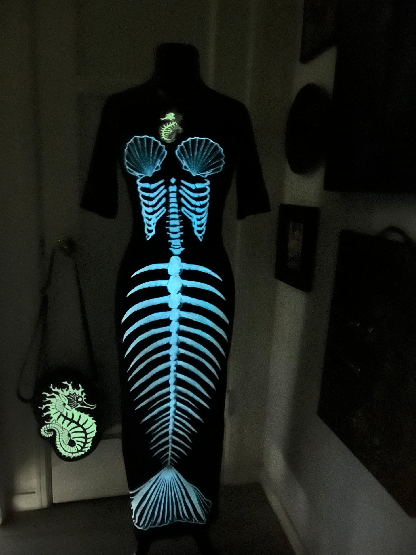 Ghastly Siren Skeleton Mermaid Dress GLOW IN THE DARK Sweet Siren Designs