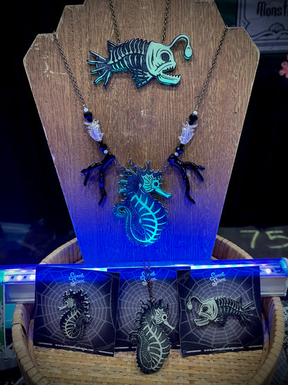 Skeleton Seahorse Glow-in-the-Dark - Necklace