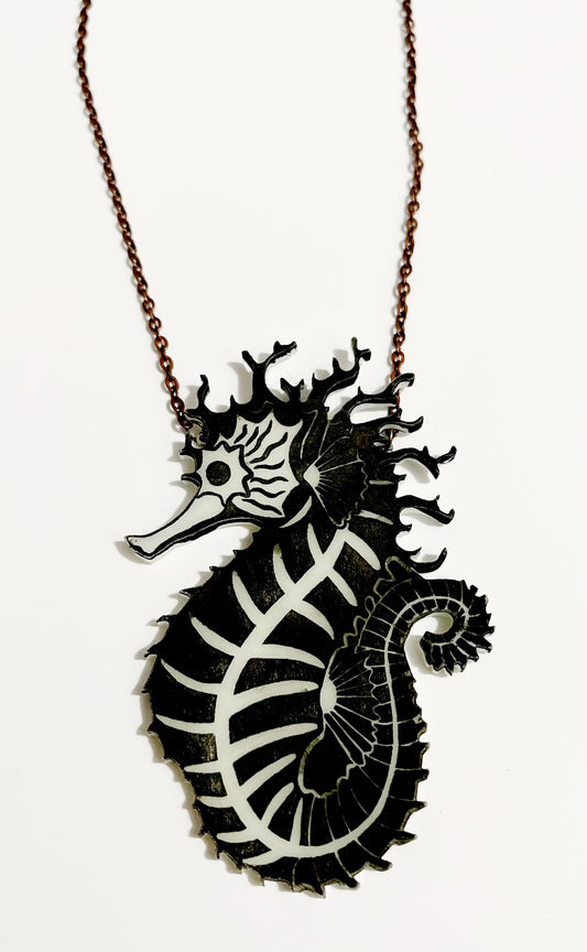 Skeleton Seahorse Glow-in-the-Dark - Necklace