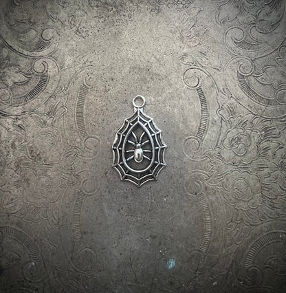 Teardrop Spiderweb Pendant Charm