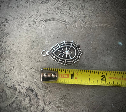 Teardrop Spiderweb Pendant Charm