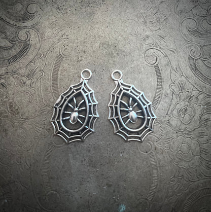 Teardrop Spiderweb Pendant Charm