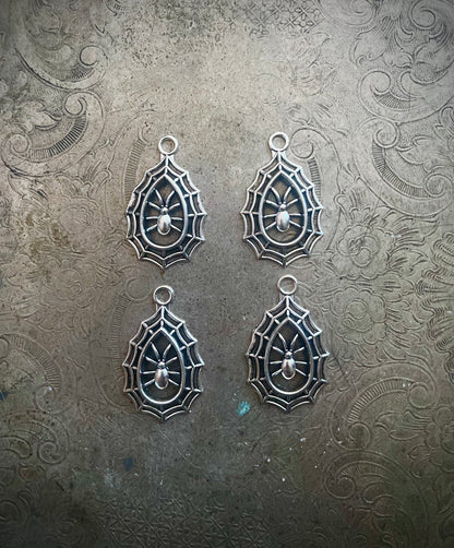 Teardrop Spiderweb Pendant Charm