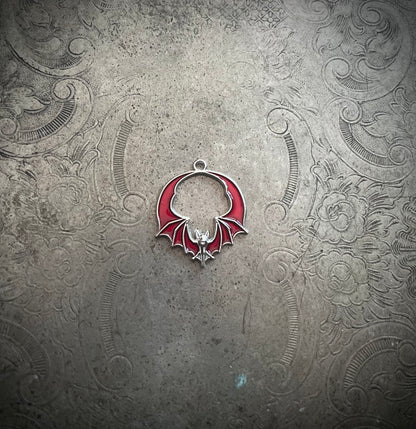 Red and Silver Bat Hoop Charm