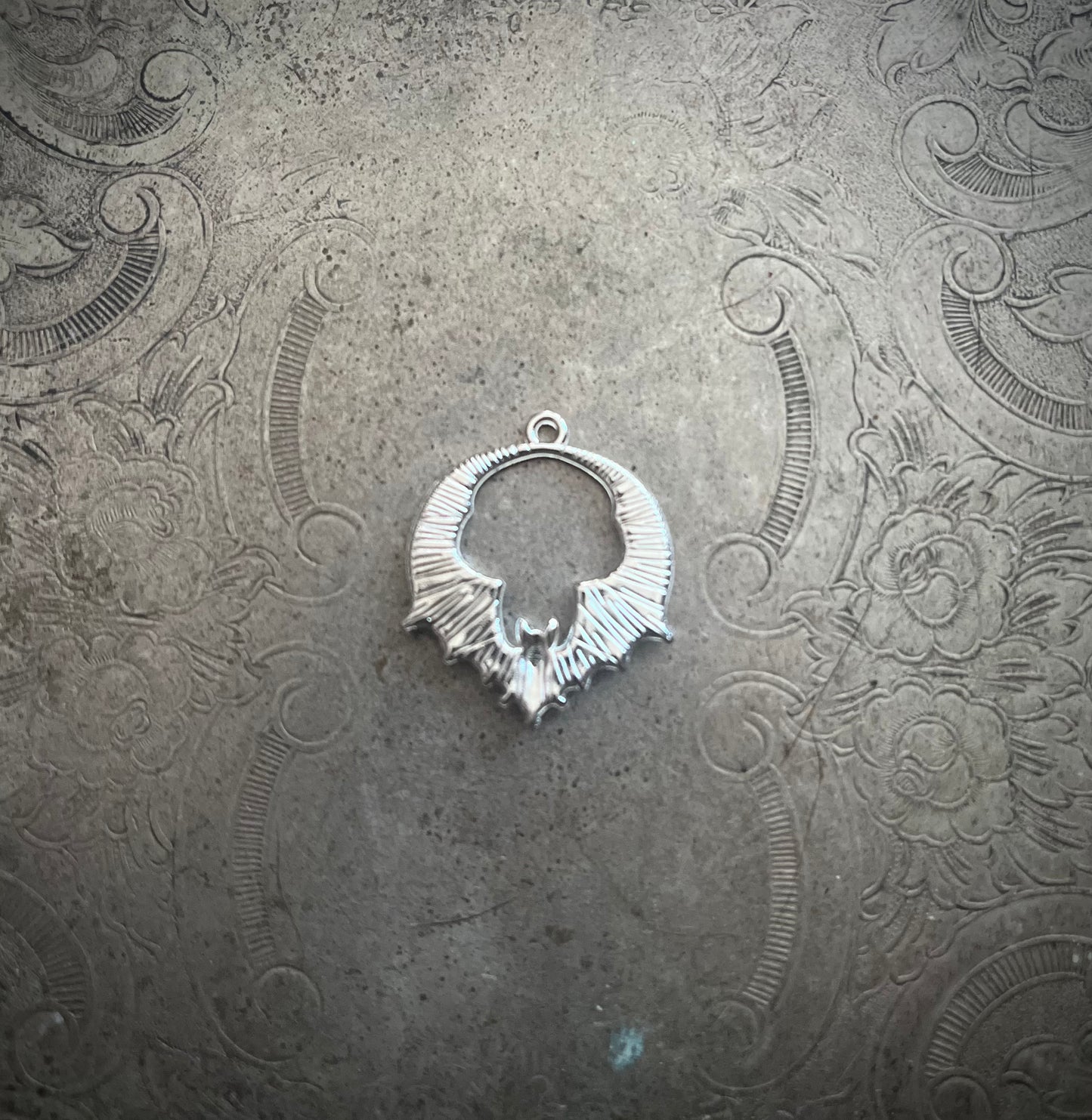 Black and Silver Bat Hoop Charm