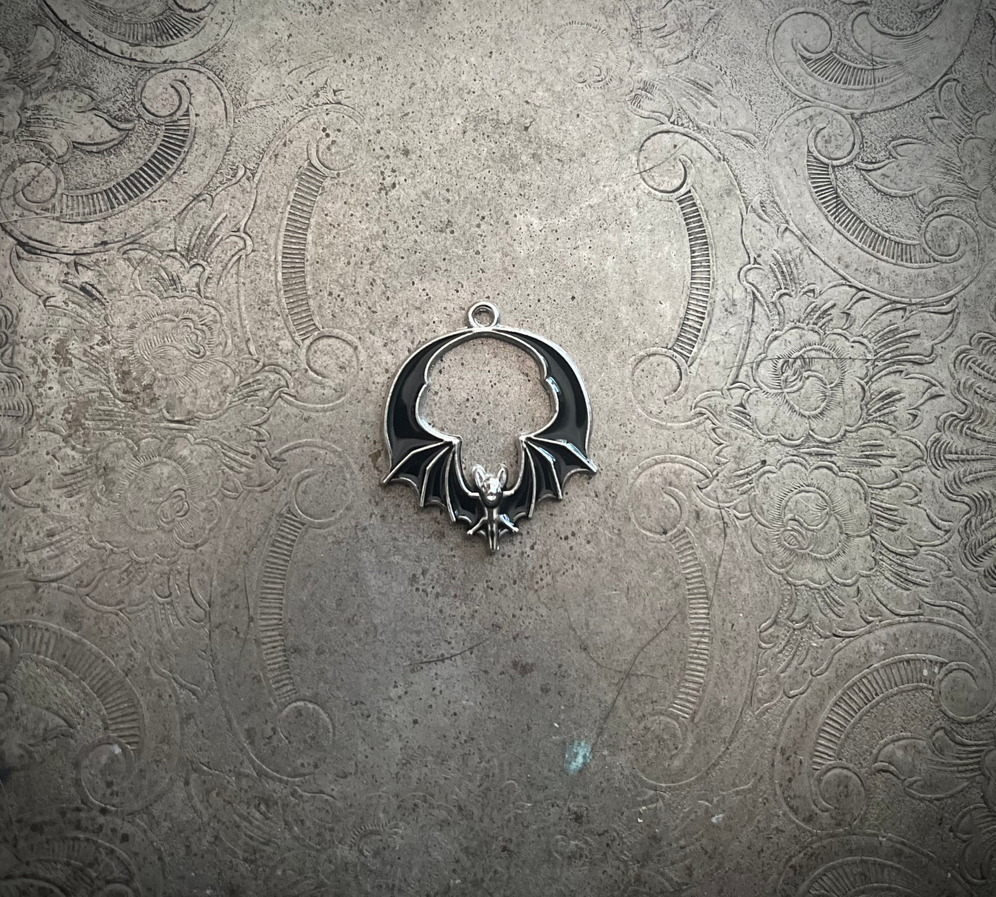 Black and Silver Bat Hoop Charm