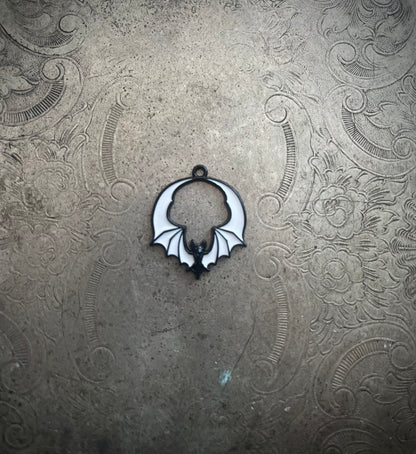 White and Black Bat Hoop Charm