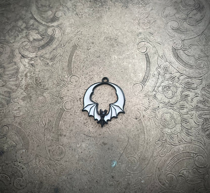 White and Black Bat Hoop Charm