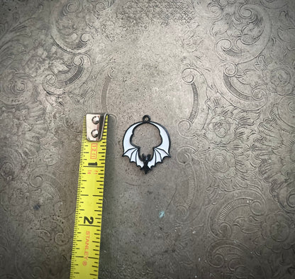 White and Black Bat Hoop Charm