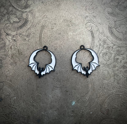 White and Black Bat Hoop Charm