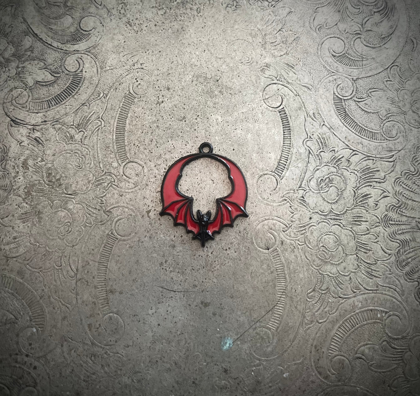 Red and Black Bat Hoop Charm