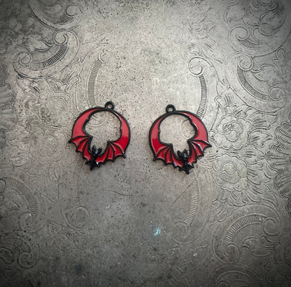 Red and Black Bat Hoop Charm