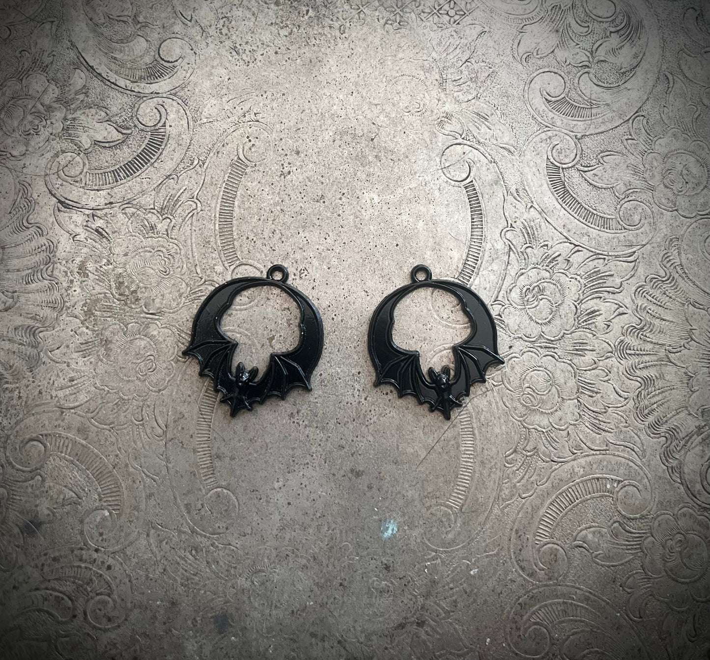 Black Bat Hoop Charm