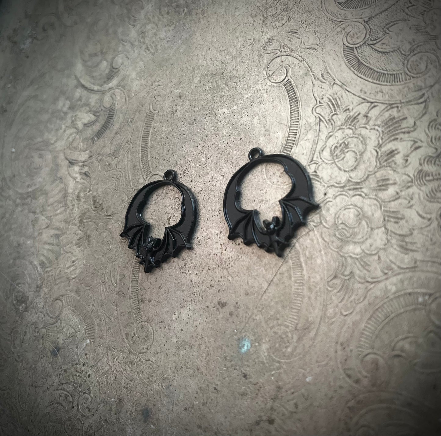 Black Bat Hoop Charm