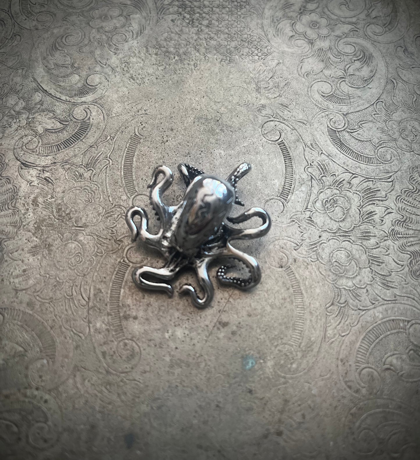 Silver Stainless Steel Octopus Pendant