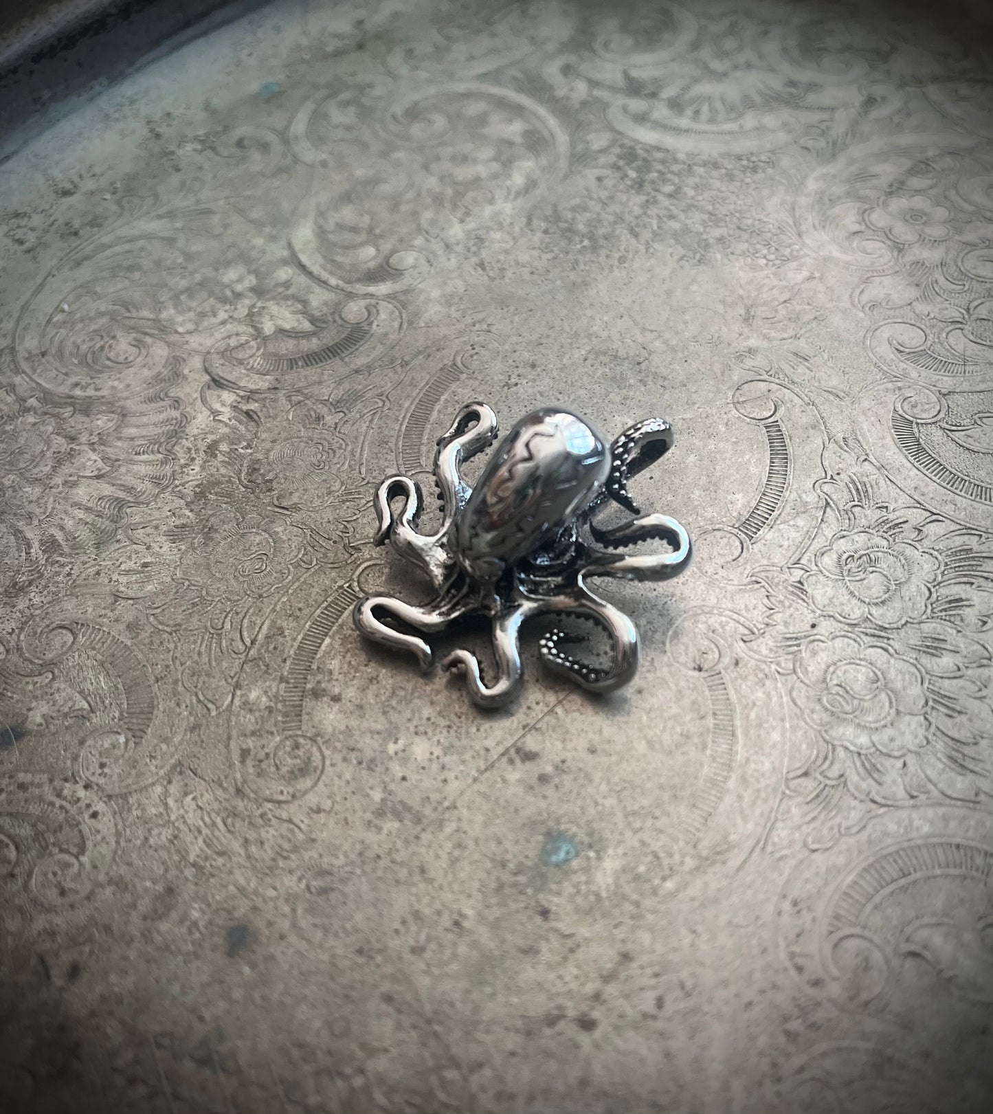 Silver Stainless Steel Octopus Pendant