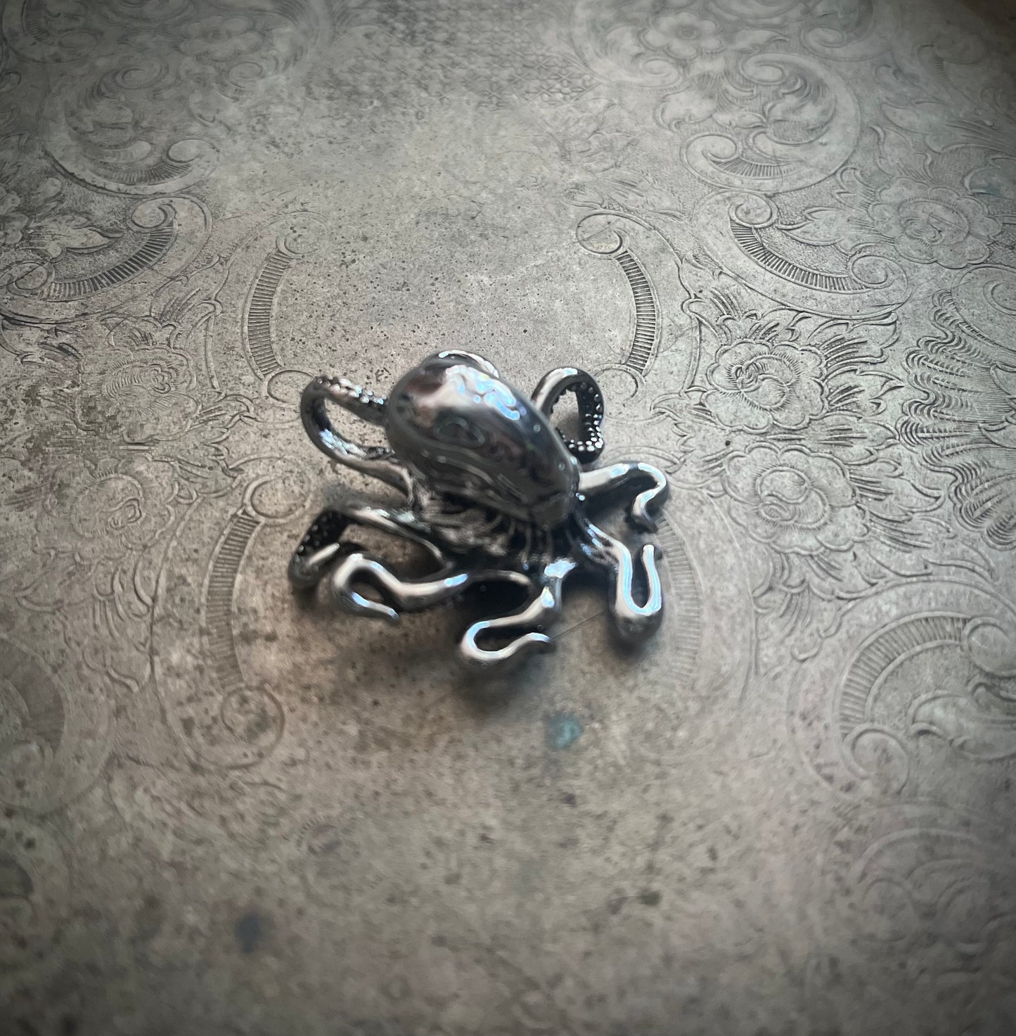 Silver Stainless Steel Octopus Pendant