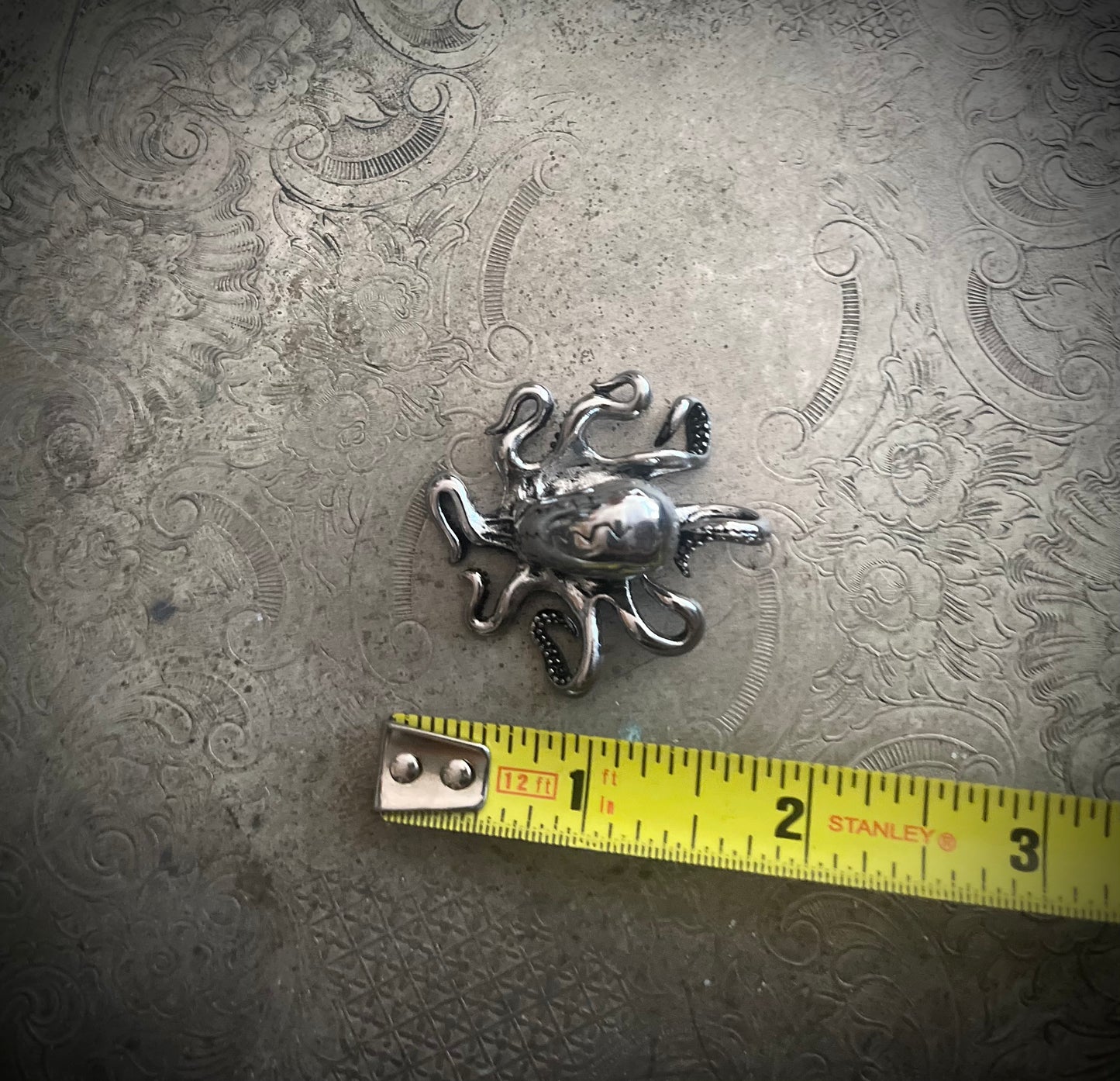 Silver Stainless Steel Octopus Pendant