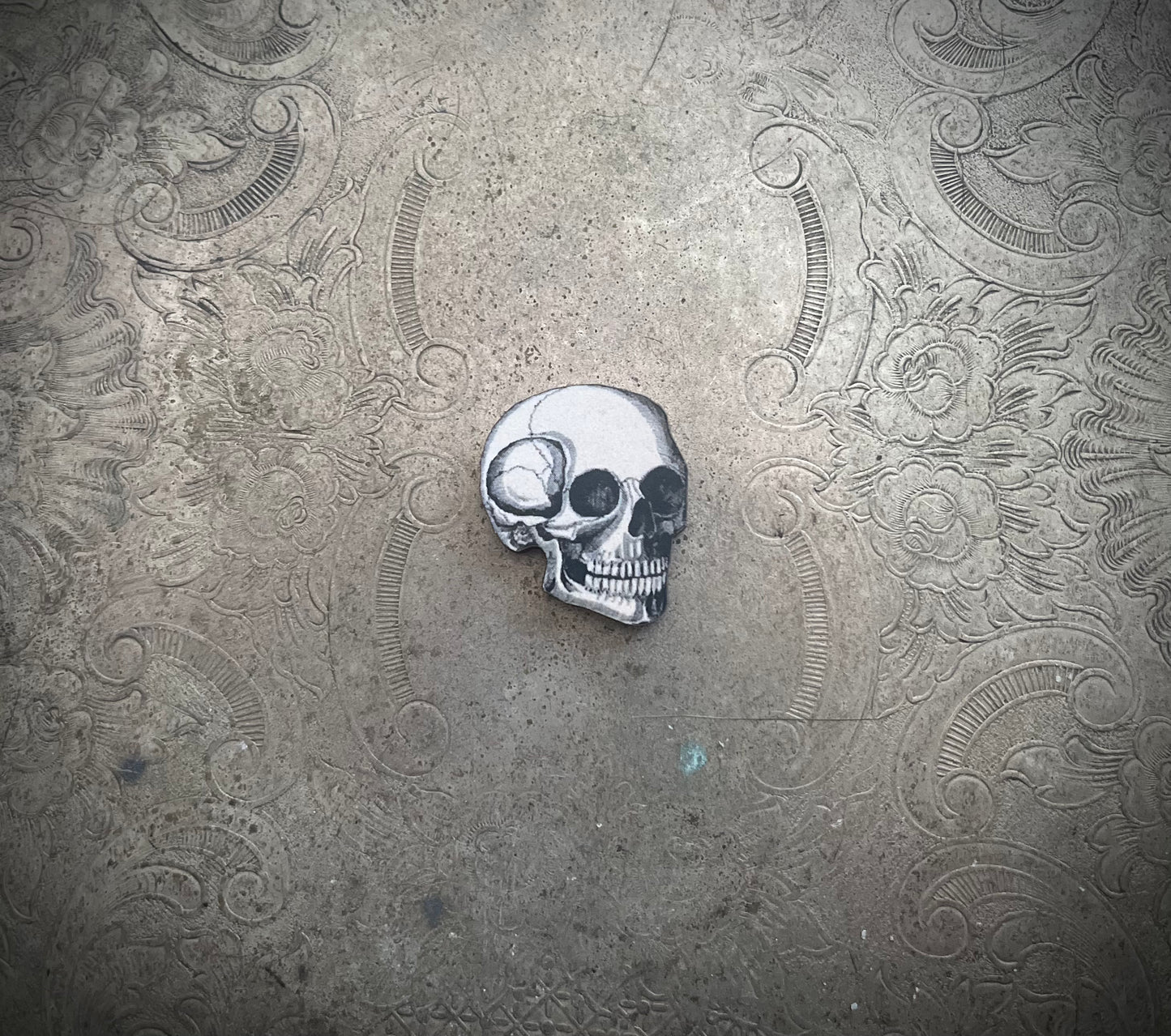 Wooden Skull  - Printed Wood Laser Cut Piece