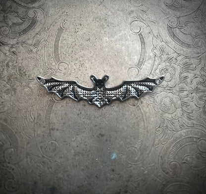 Silver and Red Flying Bat Pendant