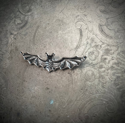 Silver and Red Flying Bat Pendant