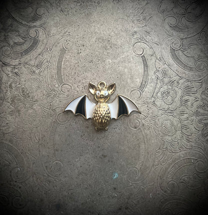 Gold Bat with Striped Wings Pendant