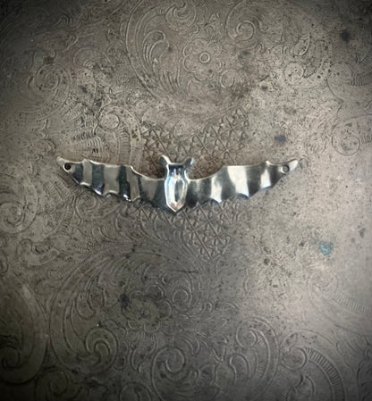 Silver and Black Flying Bat Pendant