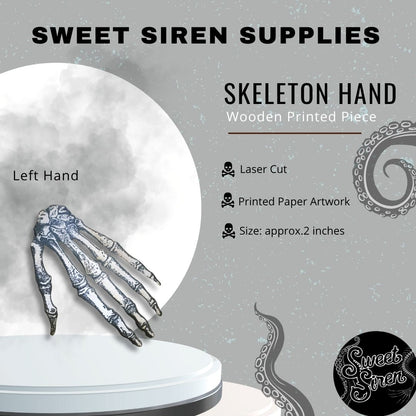 Wooden Skeleton Hands  - Printed Wood Laser Cut Piece