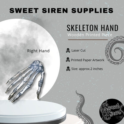 Wooden Skeleton Hands  - Printed Wood Laser Cut Piece