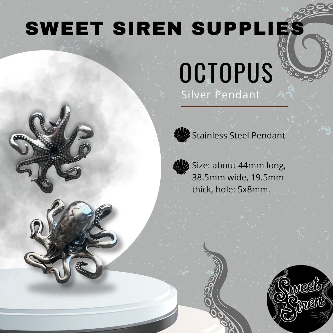 Silver Stainless Steel Octopus Pendant