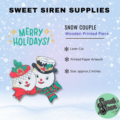 Snow Couple - Printed Wood Laser Cut Piece