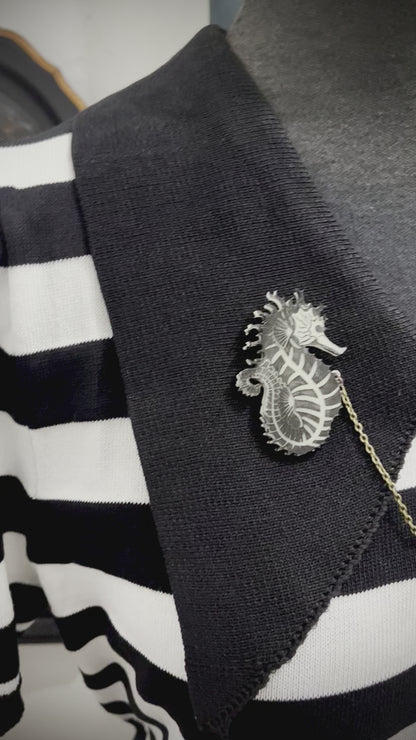 Skeleton Seahorse Collar PIN Set - Glow-in-the-Dark
