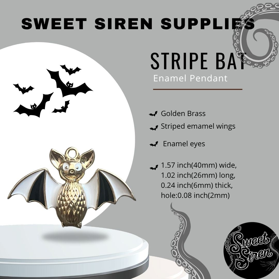 Gold Bat with Striped Wings Pendant