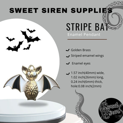 Gold Bat with Striped Wings Pendant