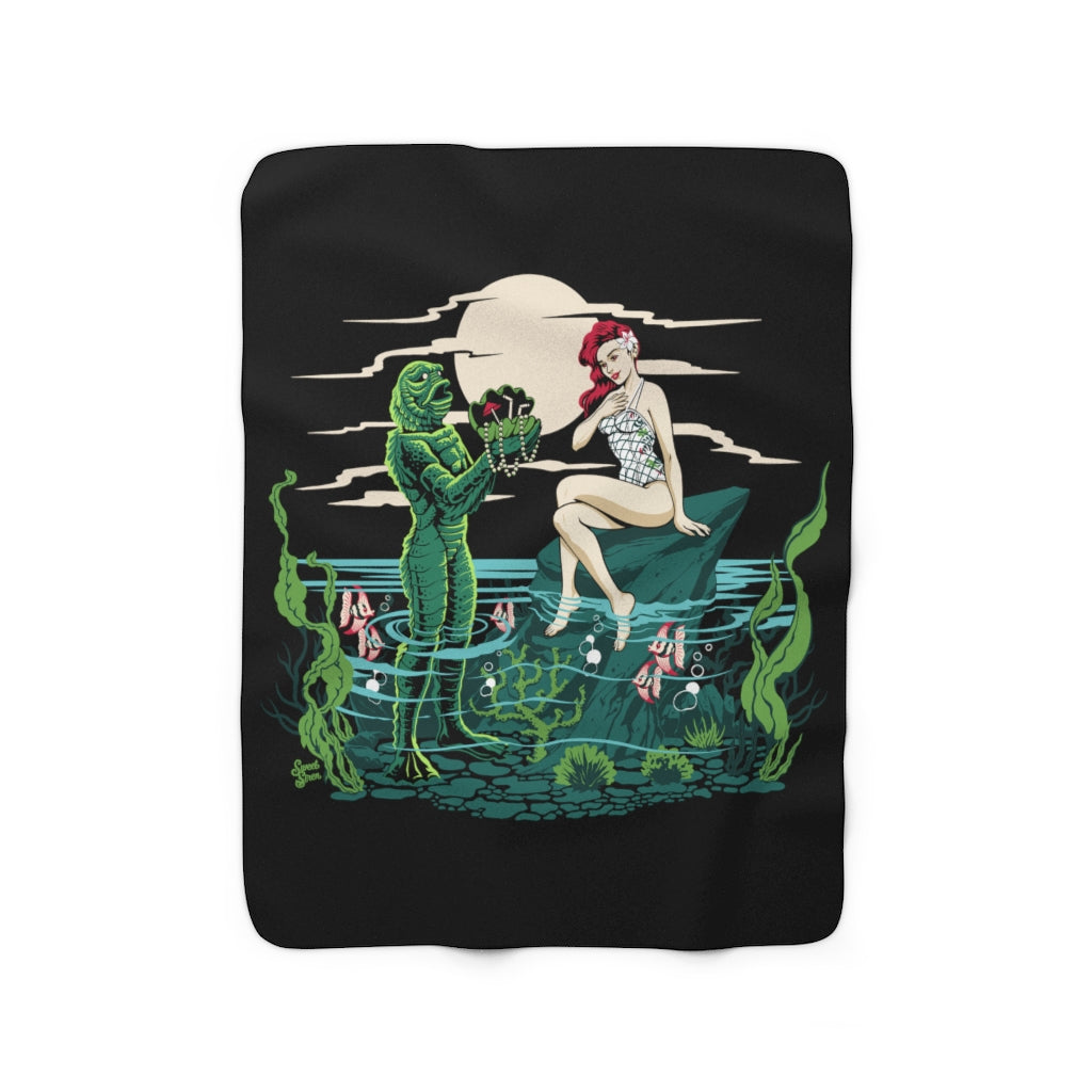 Mid Century Swamp Couple - Sherpa Fleece Blanket