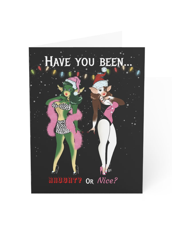 Naughty or Nice Gremlins - Folded Greeting Cards