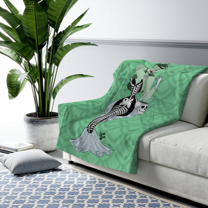 Skeleton Mermaid Babe - Sherpa Fleece Blanket
