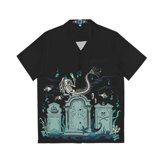 Skeleton Mermaid Graveyard - Men's Button Up Shirt