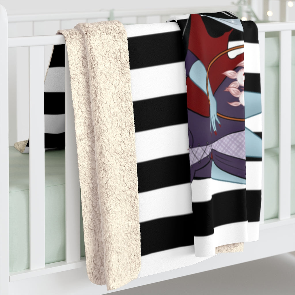 Trick or Treat Babes Black & White Stripe - Sherpa Fleece Blanket