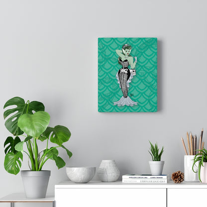 Skeleton Mermaid Babe - Canvas Print