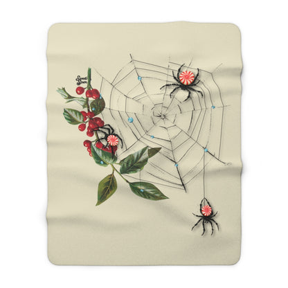 Peppermint Spider Web - Cream - Sherpa Fleece Blanket