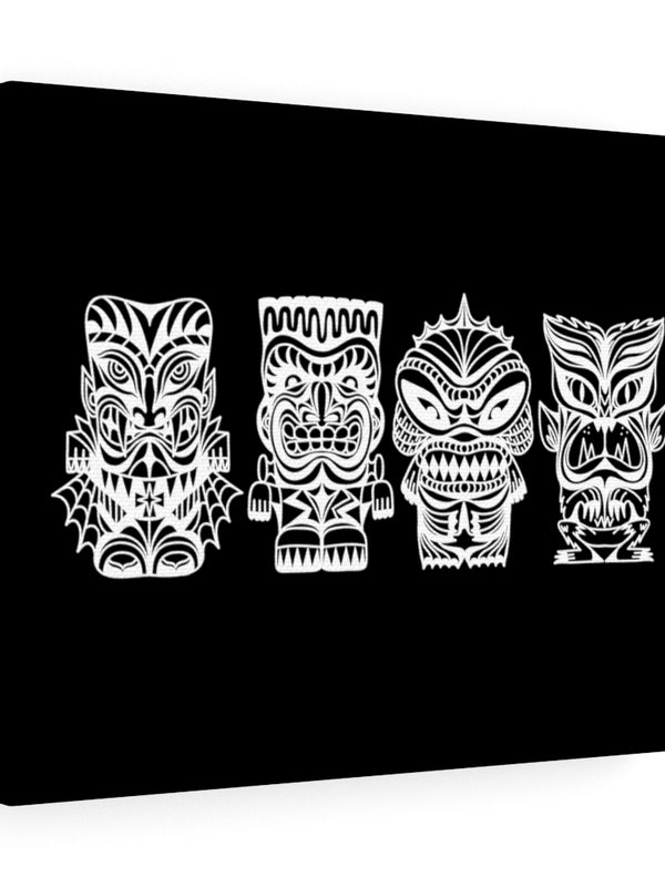 Tiki Monsters - Canvas 10"x 8" - Black
