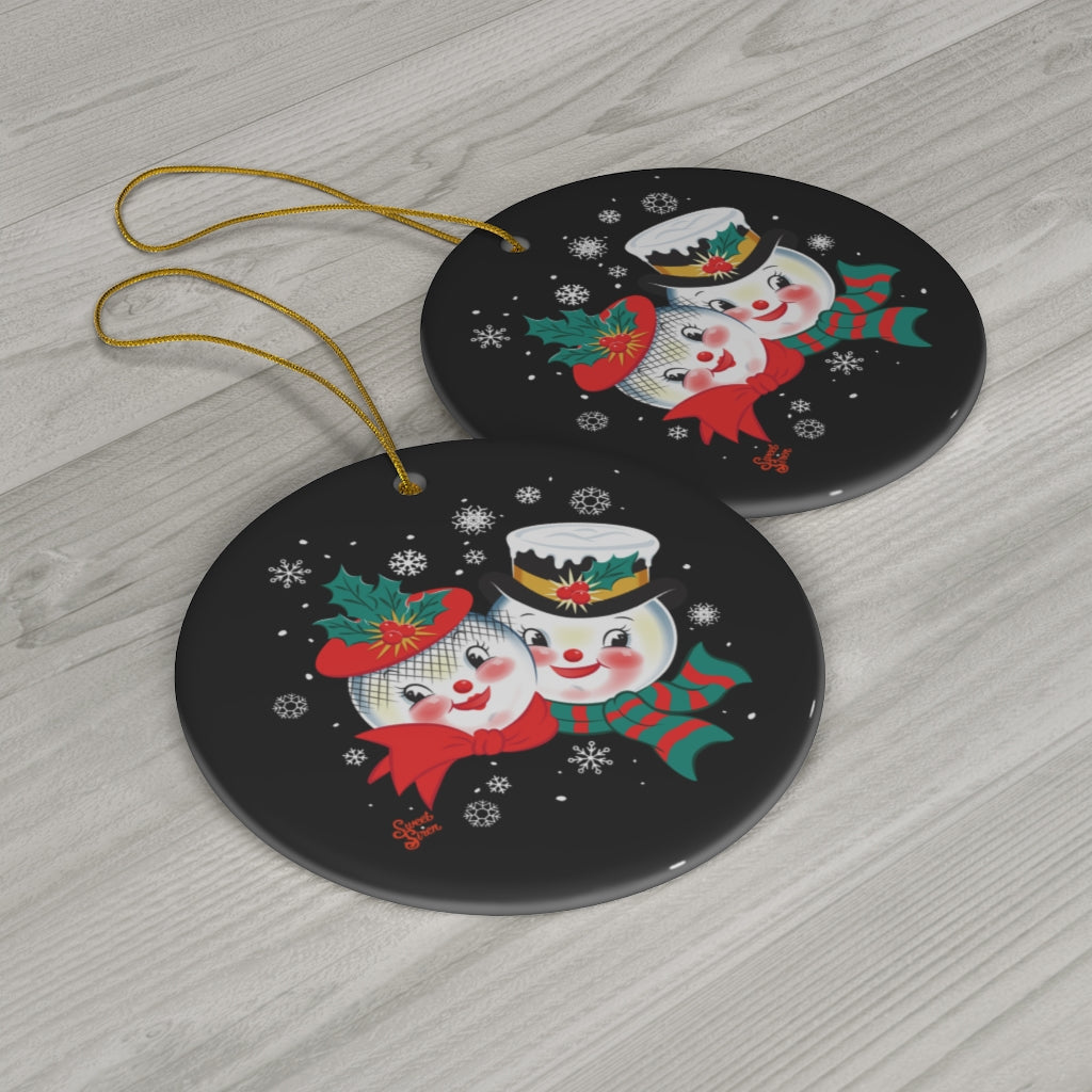 Snowed In - Ceramic Ornament - Black Night