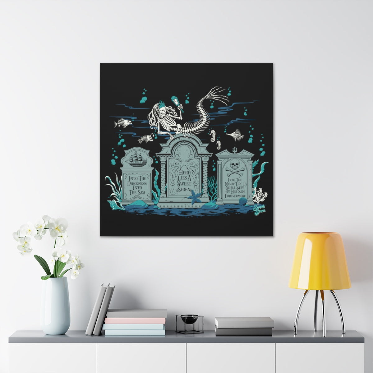Skeleton Mermaid Graveyard - Canvas Print