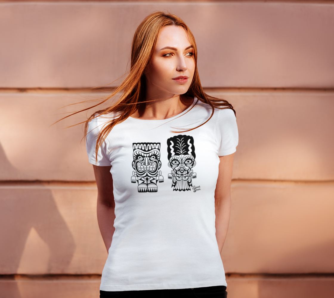 Franky & Bride Tiki Monsters - Black ink - Womens tee