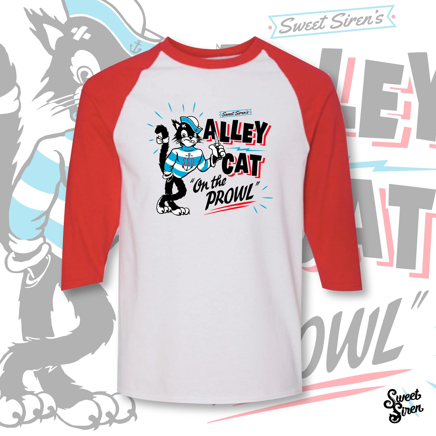 Alley Cat on the Prowl - Unisex 3/4 Sleeve Baseball Tee
