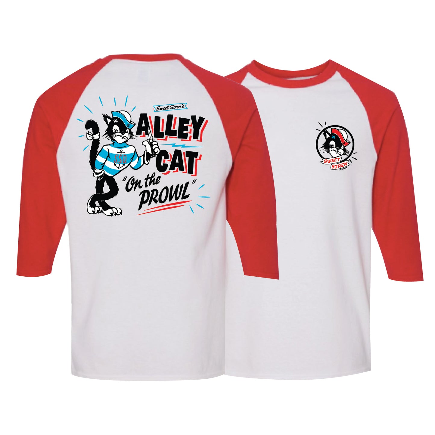 Alley Cat Front & Back - Unisex Baseball tee