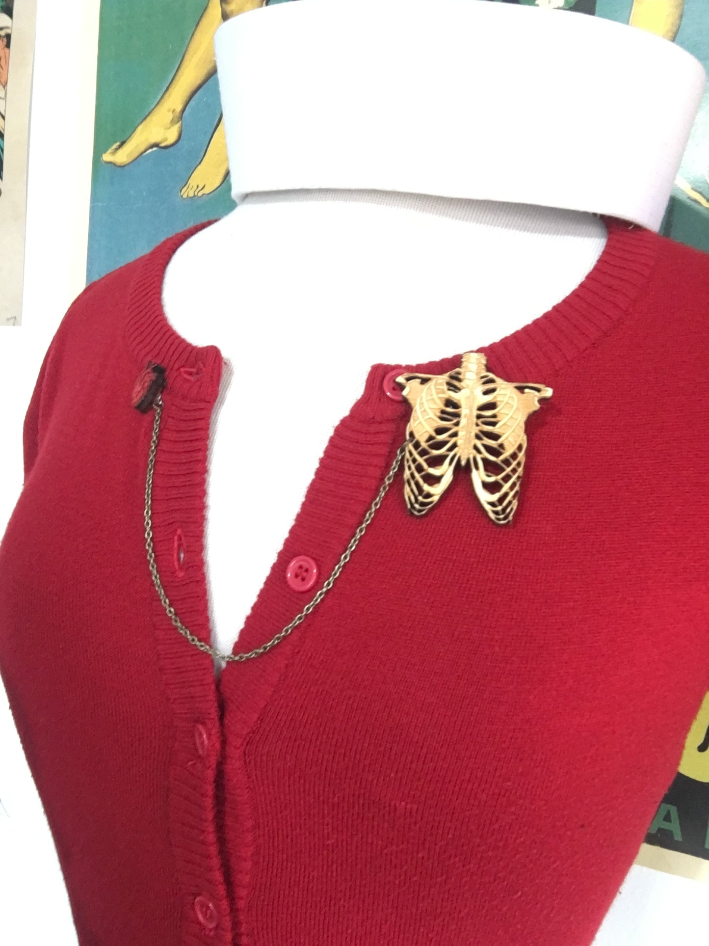 Rib Cage and Heart - Sweater - Collar Pin set