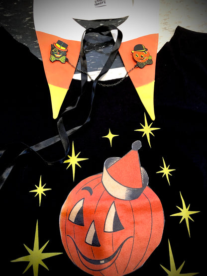 Retro Cat and Pumpkin Collar-Sweater Pin Set