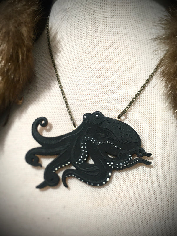 Black Octopus Necklace - Ghostly Black - SPECIAL EDITION
